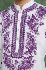 Purple Color Digital Printed Gents Kurta Pyjama