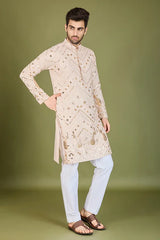 Designer Ivory Viscose Rayon Kurta for Men Online
