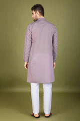 Designer Dusty Peach Viscose Silk Kurta – Shubh Kala Store