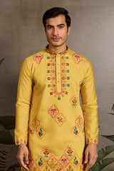 Menβs Traditional Yellow Kurta for Haldi Ceremony