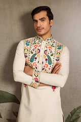 Beige Color Special Embroidered Kurta for Mens Wear