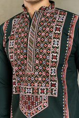 Party & Wedding Green Viscose Silk Kurta for Men