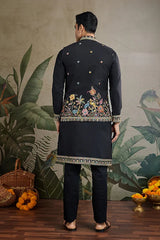 Designer Black Kurta with Embroidered Koti – Elegant Style