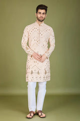 Designer Ivory Viscose Rayon Kurta for Men Online