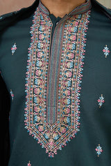 Premium Designer Rama Green Koti Kurta Pair for Men