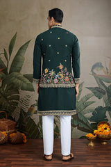Stylish Green Men's Kurta Koti Set – Trendy & Elegant