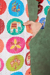 Multi Color Print with Embroidered Kurta and Pajama for Men