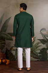 Embroidered Look Wedding Green Kurta for Men