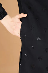 Stylish Black Kurta for Men with Thread Work Design