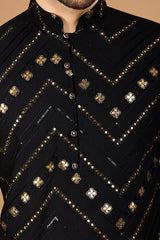 Black Viscose Rayon Men's Kurta Stylish & Comfortable kurta long