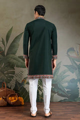 Party & Wedding Green Viscose Silk Kurta for Men