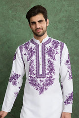 Purple Color Digital Printed Gents Kurta Pyjama