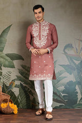 Cultural Wear Pastel Chocolate Kurta for Men