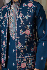 Modern Teal Blue Open Koti Kurta Set for Men⭐⭐⭐⭐⭐