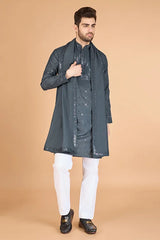 Designer Grey Sequence Embroidered Gents Kurta