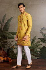 Menβs Traditional Yellow Kurta for Haldi Ceremony
