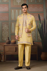 Trending Yellow Haldi Ceremony Koti Kurta for Men⭐⭐⭐⭐⭐