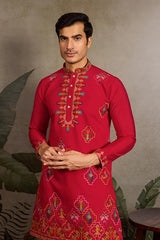 Wedding Ready Look Premium Red Kurta for Men