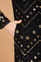 Black Viscose Rayon Men's Kurta Stylish & Comfortable kurta long