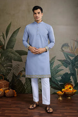 Sky Blue Men's Kurta Koti Set – Stylish & Elegant