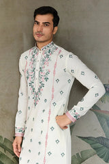 Wedding Special White Embroidered Silk Kurta