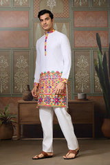Stylish White Cotton Readymade Men’s Navratri Kurta