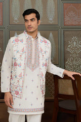 Ethnic White Embroidered Koti Kurta Set for Men⭐⭐⭐⭐⭐
