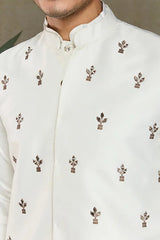 Cultural Function Special White Color Kurta Koti for Men