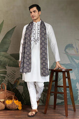 Simple & Stylish White Kurta with Dupatta for Men