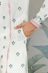 Wedding Special White Embroidered Silk Kurta