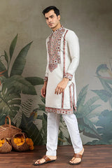 Wedding Special White Embroidered Kurta for Men