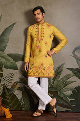Menβs Traditional Yellow Kurta for Haldi Ceremony