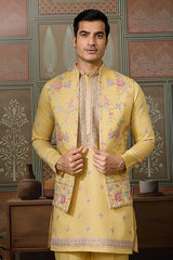 Trending Yellow Haldi Ceremony Koti Kurta for Men⭐⭐⭐⭐⭐
