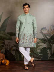 Embroidered Pista Green Wedding Kurta for Mens⭐⭐⭐⭐⭐