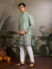 Embroidered Pista Green Wedding Kurta for Mens⭐⭐⭐⭐⭐