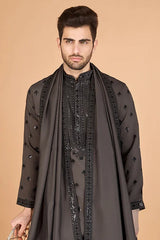 Elegant Brown Viscose Silk Kurta with Sequins – Mahi Fab