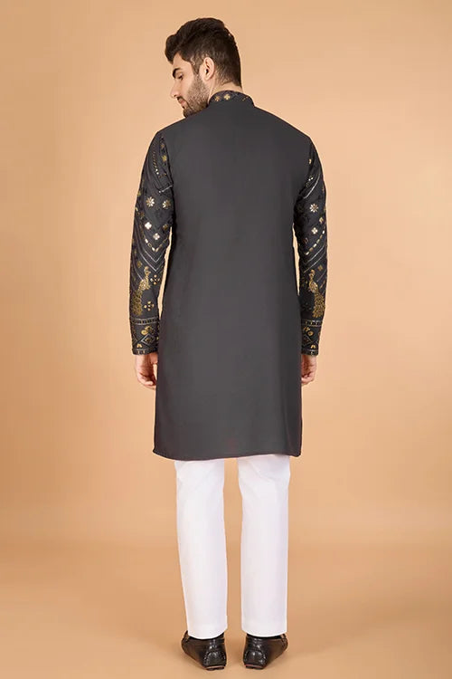 Cement Grey Designer Kurta – Viscose Rayon Fabric
