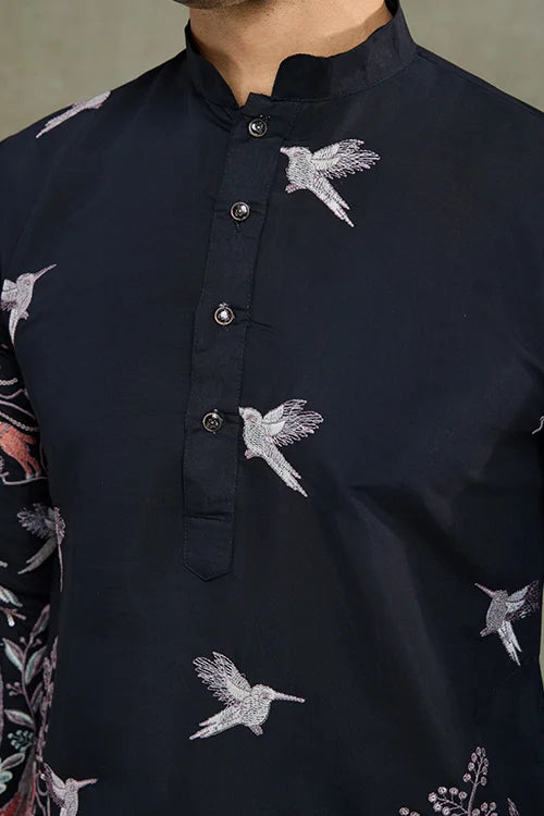 Beautiful Black Viscose Silk Kurta mens wear near me