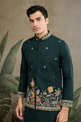Stylish Green Men's Kurta Koti Set – Trendy & Elegant