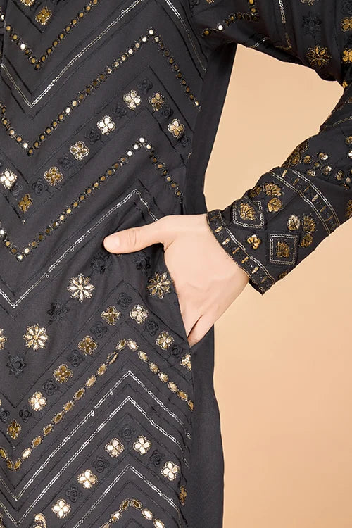 Cement Grey Designer Kurta – Viscose Rayon Fabric