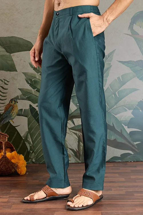 Traditional Green Kurta Pajama with Stylish Open Jacket