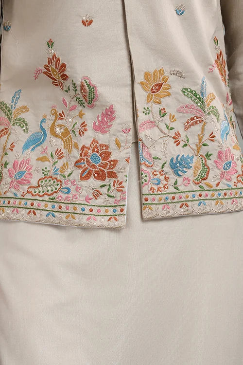 Stylish Ivory Men's Kurta Koti Set – Elegant & Trendy