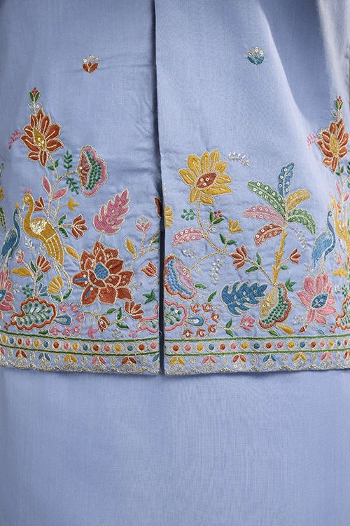 Sky Blue Men's Kurta Koti Set – Stylish & Elegant