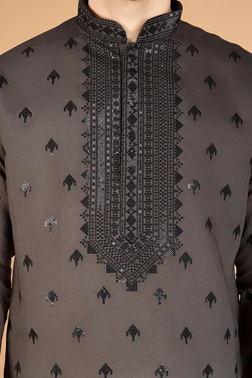 Elegant Brown Viscose Silk Kurta with Sequins – Mahi Fab
