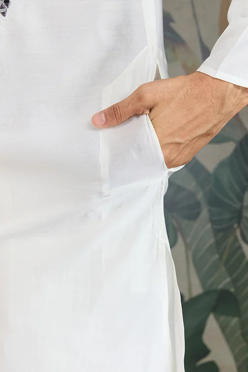 Simple & Stylish White Kurta with Dupatta for Men