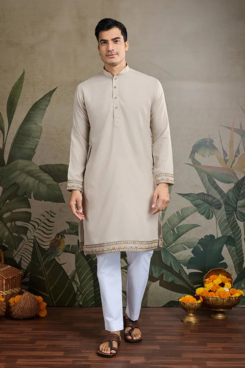 Stylish Ivory Men's Kurta Koti Set – Elegant & Trendy