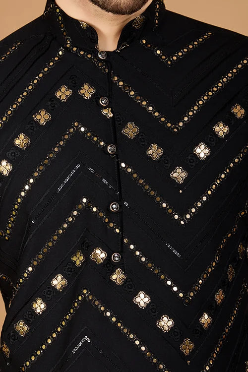 Black Viscose Rayon Men's Kurta  Stylish & Comfortable kurta long
