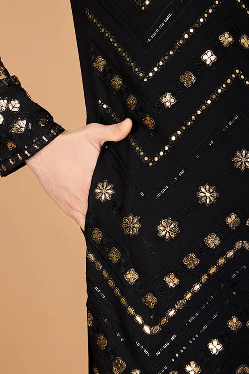 Black Viscose Rayon Men's Kurta  Stylish & Comfortable kurta long